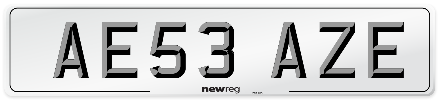 AE53 AZE Number Plate from New Reg